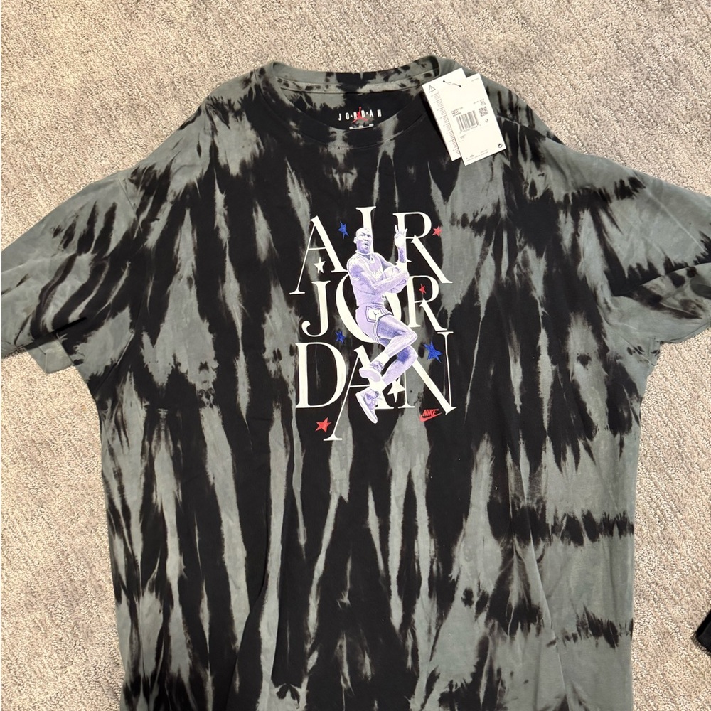 Jordan Black and Gray Tie-Dye Tee